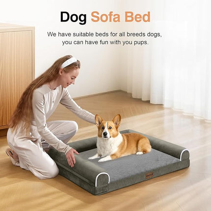Small Dog Bed Orthopedic Washable: Beds Bolster Small Sized Dogs Bed Egg Crate Foam Couch Sofa Waterproof with Removable Cover - Dark Green