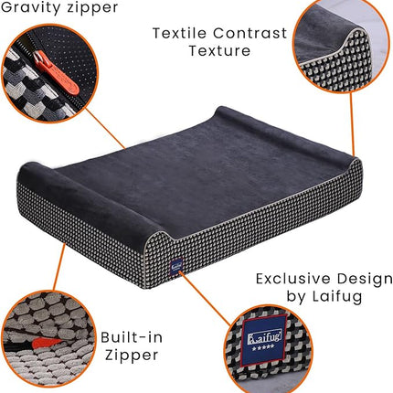 Laifug Orthopedic Memory Foam Extra Large Dog Bed with Pillow and Durable Water Proof Liner & Removable Washable Cover & Smart Design