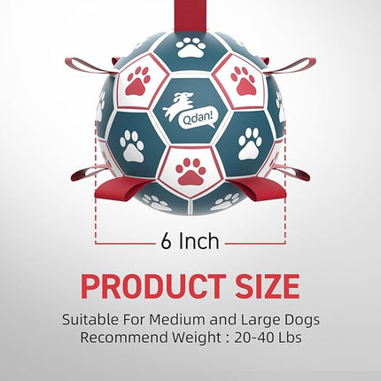 QDAN Dog Balls, World Cup Soccer Ball with Straps, Durable Herding Balls for Small Medium Pet, Puppy Birthday Gifts, Dog Water Toy, Pet Toys Puppy Ball (6 Inch)