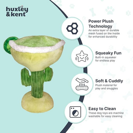 Huxley & Kent Funny Dog Toy w/Squeaker – Power Plush Squeaky Dog Toys for Small, Medium & Large Dogs – Soft Stuffed Animal for Indoor Play & Fetch - Margarita Loco, Large