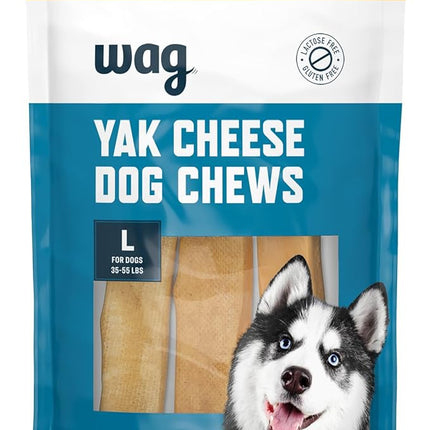 Amazon Brand - Wag Yak Cheese Himalayan Dog Chews, Dog Treats for Large Size Dogs, All Natural, High Protein for Aggressive Chewers, 35-55 lbs, 3 Count, 9.9 oz