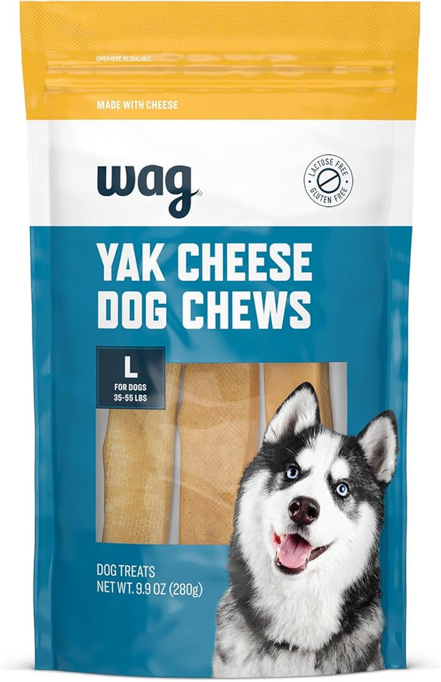 Amazon Brand - Wag Yak Cheese Himalayan Dog Chews, Dog Treats for Large Size Dogs, All Natural, High Protein for Aggressive Chewers, 35-55 lbs, 3 Count, 9.9 oz