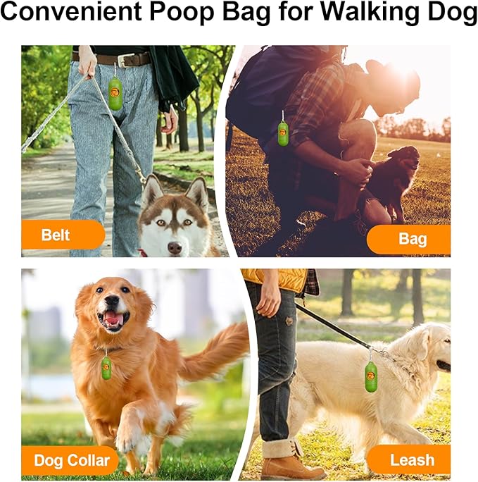 270 Counts Dog Poop Bags Rolls with Dispenser & Leash Clip, Scented Poop Bags for Dogs Waste, Extra Thick & Leak Proof for Poop Doggie Puppy Pet Waste, 9" x 13", Orange