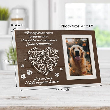 Pet Memorial Gifts, Pet Loss Memorial Frame Leave Paw Prints on our Hearts, Paw Prints Sympathy Frame Gift for Loss of Dog and Cat