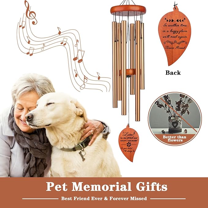 Pet Memorial Wind Chime, Dog Memorial Gifts for Loss of Dog, Pet Loss Gifts, Dog Sympathy Condolence Bereavement Passing Away Gift