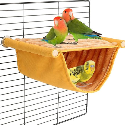 BWOGUE Winter Warm Bird Nest Bed Hanging Hammock Snuggle Hut Parrot House Tent Toy Bird Cage Perch for Parakeet Budgies Cockatiels Lovebird Cockatoo Finch Hamster Chinchilla Guinea Pig(Medium, Yellow)