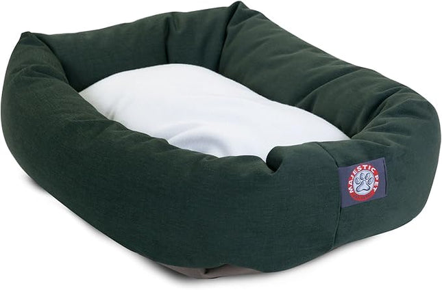 Majestic Pet 24 inch Green & Sherpa Bagel Dog Bed Products, 24.0"L x 19.0"W x 7.0"Th