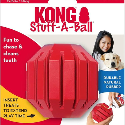 KONG Stuff-A-Ball - Durable Chew Toy for Dogs - Natural Rubber Dog Toy for Dental Health - Pet Toy for Chewing & Teeth Cleaning - Stuffable Toy for Dog Treats & Snacks - for Medium Dogs