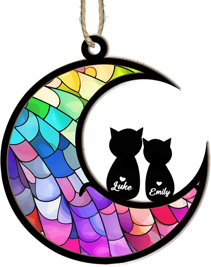 Personalized cat suncatcher, cat Memorial Ornament, cat Memorial Gifts for Loss of cat, cat Christmas Ornament, cat Lovers Gifts 02