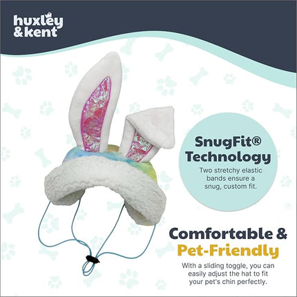 Huxley & Kent Pet Hat for Dogs & Cats - Cute Easter Costume Hat with SnugFit Adjustable Straps - Soft Cap for Spring, Photos & Parties - Bunny Ears, Extra Large