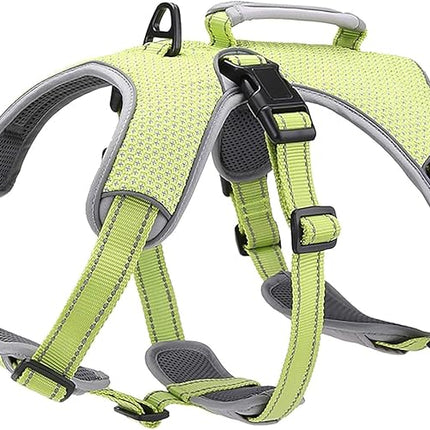 BELPRO Multi-Use Support Dog Harness, Escape Proof No Pull Reflective Adjustable Vest with Durable Handle, Dog Walking Harness for Big/Active Dogs (Green, L)