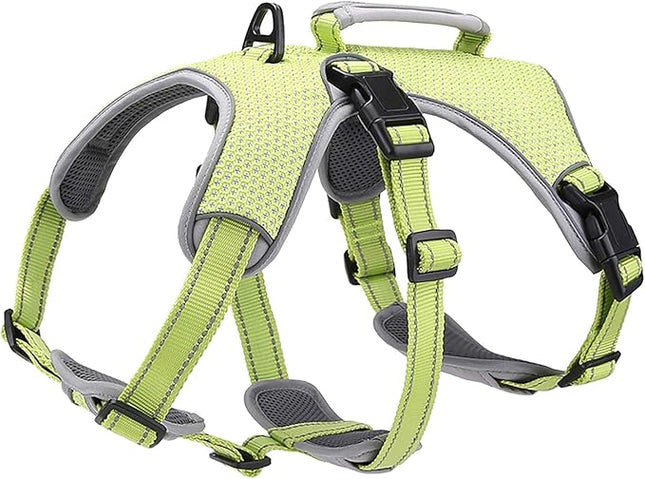 BELPRO Multi-Use Support Dog Harness, Escape Proof No Pull Reflective Adjustable Vest with Durable Handle, Dog Walking Harness for Big/Active Dogs (Green, L)
