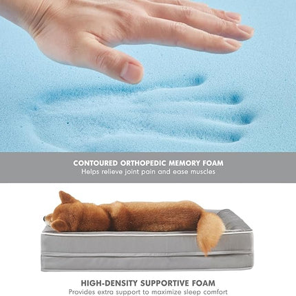 Friends Forever Orthopedic Dog Bed for Extra Large Dogs, Waterproof Memory Foam Dog Sofa Bed XL with Removable Washable Cover, Ally Khaki, 42x32x7