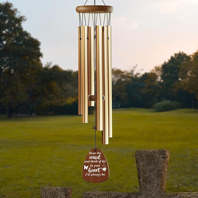 Personalized Pet Memorial Wind Chimes - Memorial Gift for Loss of Cat Custom Sympathy Gifts for Cat,Pet Remembrance Gift Wind Chimes for Outdoor by Bemaystar (Golden)