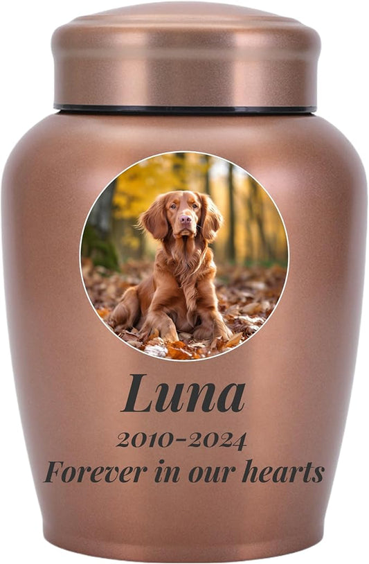 Dog Urn Personalized,Custom Pet Urns for Cats,Cat urn,Urns for Dog and Cat Ashes,Pet Memorial Gifts Round