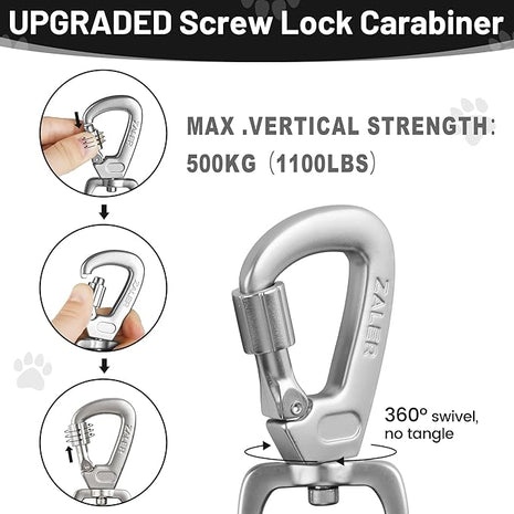 ZALER Short Dog Leash, 18 Inches Rope Traffic Leashes for Dogs, Reflective Dog Lead with O-Ring, Heavy Duty Pet Leash for Large and Medium Dogs (18'' Orange)