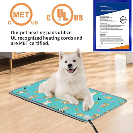 Large Pet Heating Pad (30x47in) Temperature Adjustable Dog Cat Heating Pad with Timer, Waterproof Heated Cat Bed Mat with Chew Resistant Cord