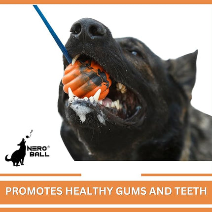 Nero Ball Pro K-9 Dog Training Ball on Rope – 2.75″ Heavy-Duty Natural Rubber Reward & Tug Toy with Nylon Throw Handle – High-Visibility Orange – Police, Military & Sport Working Dogs Fetch