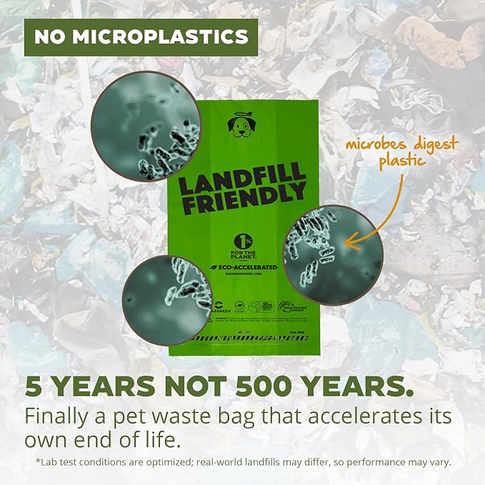Doggy Do Good Landfill-Friendly Poop Bags | Dog Waste Bags Made with 50% Recycled Plastic + 15% Biobased Material | Unscented, Thick, Leak-Proof, Easy Open | Standard Size | 60 Count
