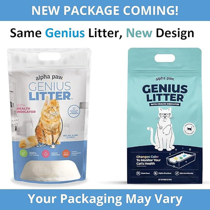 Genius Litter Health Monitoring Cat Litter, Featured on Shark Tank, Lightweight Crystal Silica Gel, Non Clumping, Dust Free, Low Tracking, Odor Control for Indoor Cats and Kittens, 3 Bag (18lb)