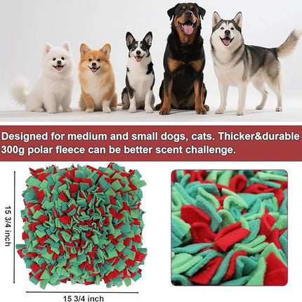 Snuffle Mat for Dogs - Christmas Dog Toys, Sniff Mats for Dogs - Nosework Training Mats for Foraging Instinct, Enrichment Toys for Small/Medium/Large Pets