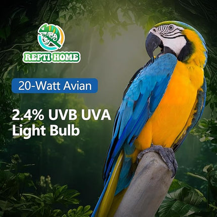 UVA UVB Light Bulb for Birds 2.4 UVB 20W Compact Flourescent Lamp for All Kinds Captive Birds