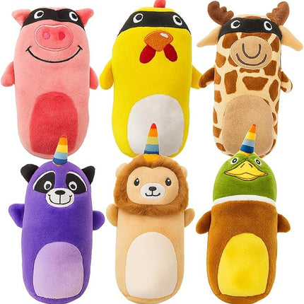 Jalousie 5 Pack Tough Plush Animal Dog Toys Assortment Value Bundle Dog Squeaky Toys Assortment Puppy Pet Mutt Dogs Toy Squeak Toy for Snall Medium Large Breeds (6 Pack Surprise Mix)