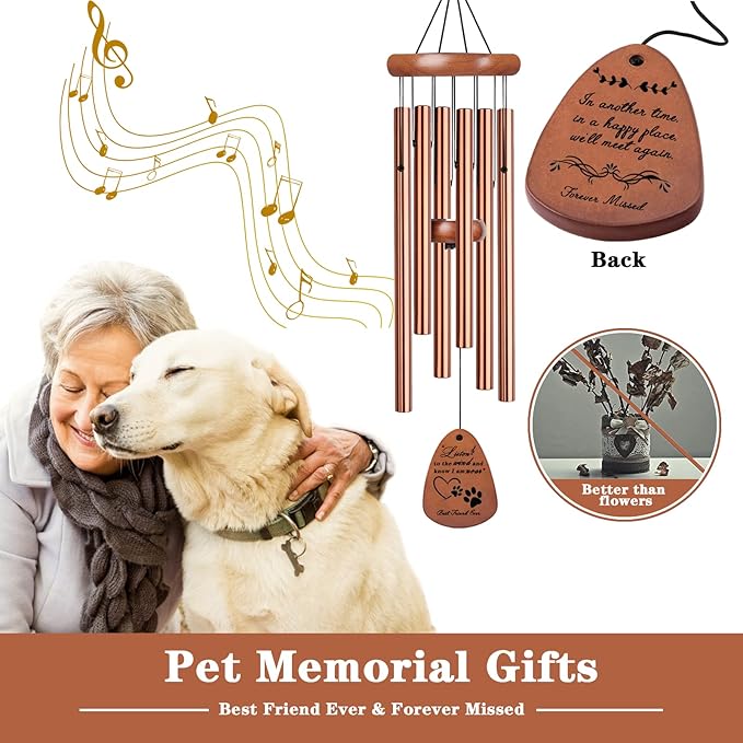Pet Memorial Gifts for Dogs, 28" Dog Memorial Wind Chime, Pet Loss Sympathy Gift, Loss of Dog Remembrance Condolences Passing Away Gift