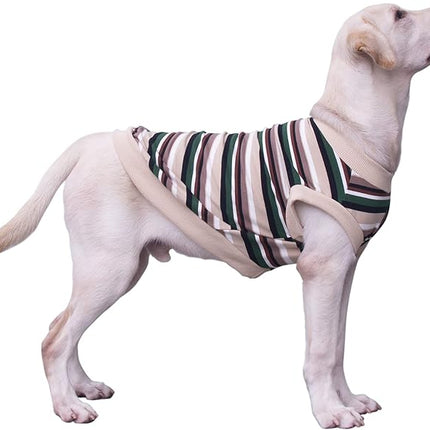 Large Dog Striped T Shirts Clothes Sleeveless Tank Top Vest for Pitbull Labrador, Yellow, 3X-Large
