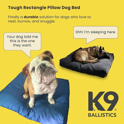 K9 Ballistics Tough Rectangle Pillow Medium Dog Bed - Removable Cover, Washable, Durable & Water Resistant Dog Bed Made for Medium Dogs 33"x27", Obsidian Black