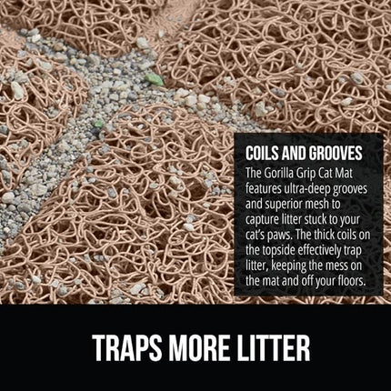 GORILLA GRIP Cat Litter Box Mat, Water Resistant, US Designed Kitty Litter Trapping Mats, Easy to Clean, Scatter Control, Less Mess and Clean Floors, Kitten Supplies for Indoor Cats, 24x17 Beige