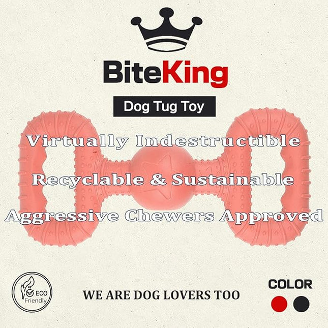 Natural Rubber Dog Toys for Large Aggressive Chewers - Lifetime Replacement - Tough Tug War Dog Toy for Large Dogs Tooth Clean, Red