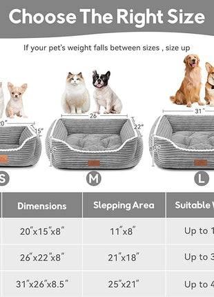 Cat Dog Bed for Pets, Rectangle Pet Bed Gift for Puppy and Kitten, Machine Washable Calming Fluffy Pet Couch Sofa for Indoor Outdoor, Portable Soft Cat Bed with Non-Slip Bottom (Small, Grey)