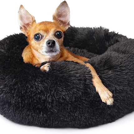 nononfish Puppy Beds for Small Dogs Washable 19" Black Calming and Anxiety Pet Beds Fluffy and Plush Durable Small Dog Bed