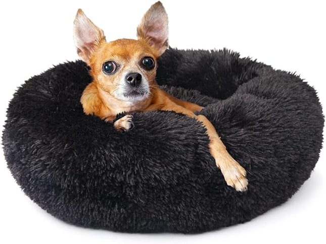 nononfish Puppy Beds for Small Dogs Washable 19" Black Calming and Anxiety Pet Beds Fluffy and Plush Durable Small Dog Bed