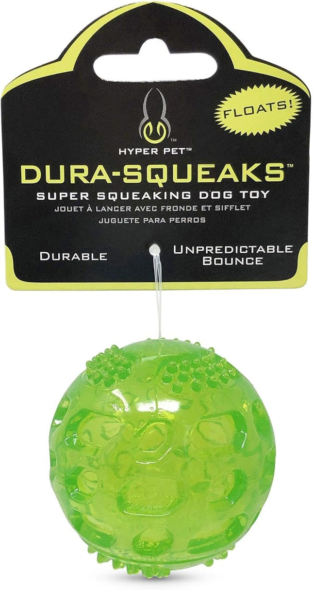 Hyper Pet DuraSqueak Dog Ball Toy, Interactive Dog Toys that Float and Squeaks for Playing, Fetching and Retrieving-Great Alternative to Traditional Tennis Balls Green 2.5 Inch