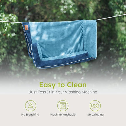 Extra Large Dog Bed, Orthopedic Dog Bed with Cooling Gel Memory Foam, Waterproof XL Pet Bed with Removable Washable Cover, 42" Pet Sofa Couch Dutch Velvet with Bone Toy, Navy Blue