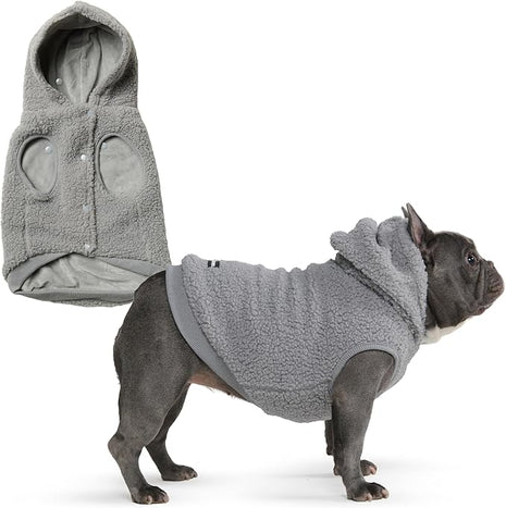 Spark Paws Fleece Dog Jacket, Hooded Sweater Vest, Warm Coat for Winter - Suitable for Small Medium Large XL XXL Breeds - Silver Grey - XL