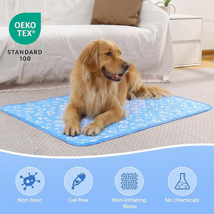 Rywell Cooling Mat for Dogs Extra Large, 44'' x 32'' Color Changing&Arc-Chill Cooling Fiber QMAX>0.5, Washable Non-Toxic Portable Kennel Dog Bed, Non-Slip&Foldable Crate Pad for Large Dog