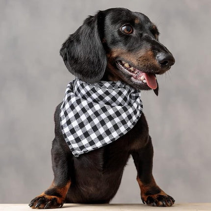 Honoson 6 Pieces Triangle Dog Bandana Dog Scarf Plaid Printing Adjustable Bibs Scarf Washable Square Kerchief Bandana Set for Small to Medium Puppy Cat(16.1 Inch,Red Style)