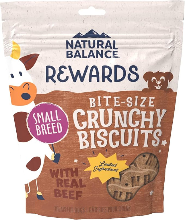 Natural Balance Limited Ingredient Rewards Crunchy Biscuits, Bite-Size Treats for Small-Breed Dogs, Made with Real Beef, 8 Ounce (Pack of 1)