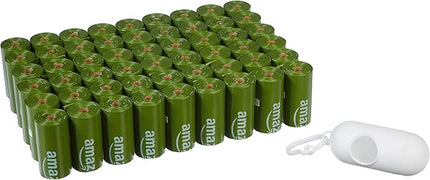 Amazon Basics Leak Proof Dog Poop Bags with Dispenser and Leash Clip, Unscented, 13 x 9 Inches - 810 Count (15 Bags per Roll, 54 Rolls)