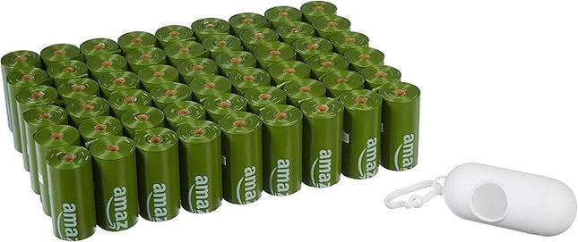 Amazon Basics Leak Proof Dog Poop Bags with Dispenser and Leash Clip, Unscented, 13 x 9 Inches - 810 Count (15 Bags per Roll, 54 Rolls)
