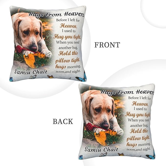 Funnylife Personalized Pet Memorial Throw Pillow with Photo Pet Memorial Gifts for Dogs Cats Loss of Dog Sympathy Gift Dog Bereavement Remembrance Picture Pillow