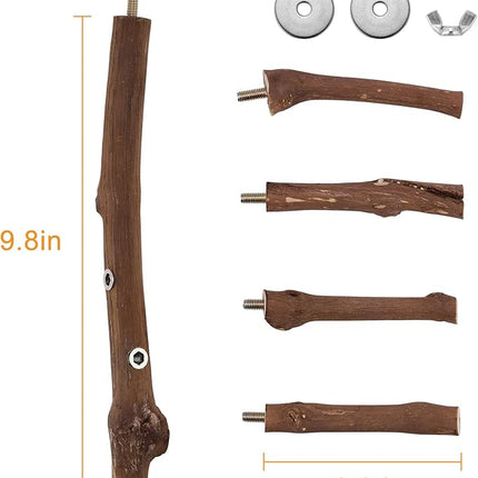 Bird Perch Stand Toy, Natural Grapevine Wood Parrot Perch Bird Cage Branch Accessories for Parakeets Cockatiels Conures Macaws Finches Love Birds(9.8" Length)