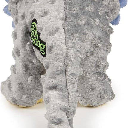 goDog Dinos Frills Squeaky Plush Dog Toy with Chew Guard Technology, Durable Fabric & Squeaker for Active Play, Gray, Large