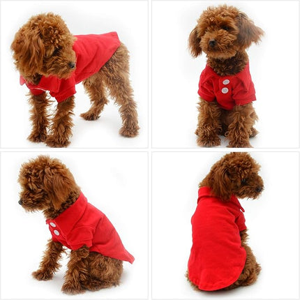 lovelonglong Basic Dog Polo Shirts Premium Cotton, Polo T-Shirts for Large Medium Small Dogs with a Two-Button Collar Blank Color Red XS