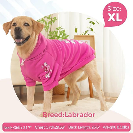 BINGPET Bone Hunter Dog Sweater with Hood and Leash Hole,Warm Fleece Dog Hoodie & Winter Coat for Small to Large Dogs,Cold Weather Pet Clothes(Large)