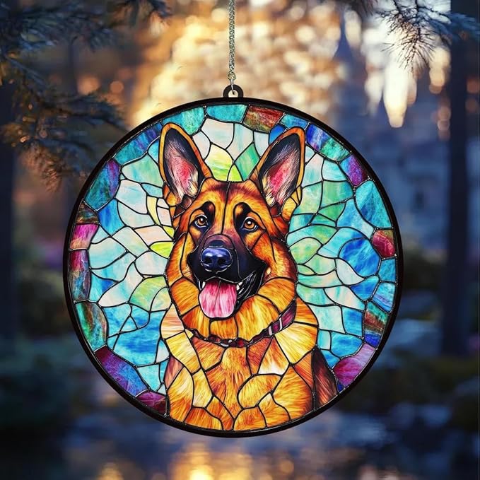 Custom Dog Portrait Stained Glass Light Catcher, Pet Memorial Stained Glass Photo Light Catcher, Staineds Glass Dog Memorial, Loss of Dogs Sympathy Gift Personalized, Pet Loss Gift /8