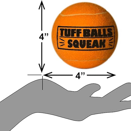 PetSport Giant Tuff Ball - Giant Tennis Balls for Large Dogs, Great for Boredom & Aggressive Chewers, Dog Toy, Certified Non-Toxic, Won't Wear Down Teeth - 4"(6pack)